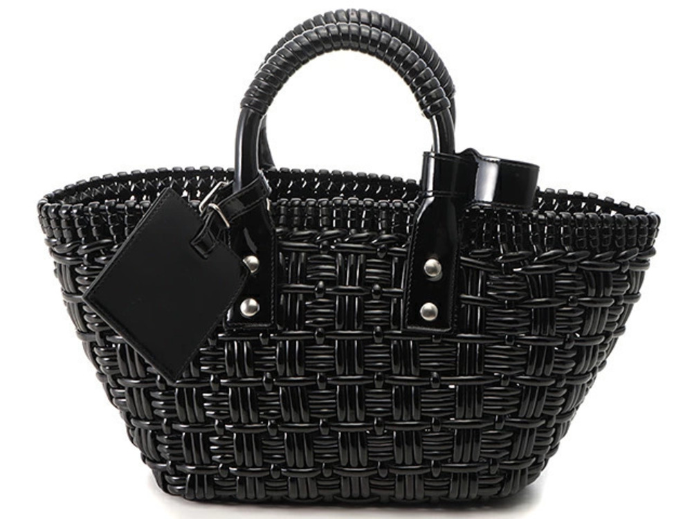 Balenciaga Bistro 2way Shoulder Bag Basket Black Patent Vernis Enamel